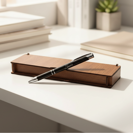Personalized Pen Set - Writing Set With Engraved Wooden Box BLP014