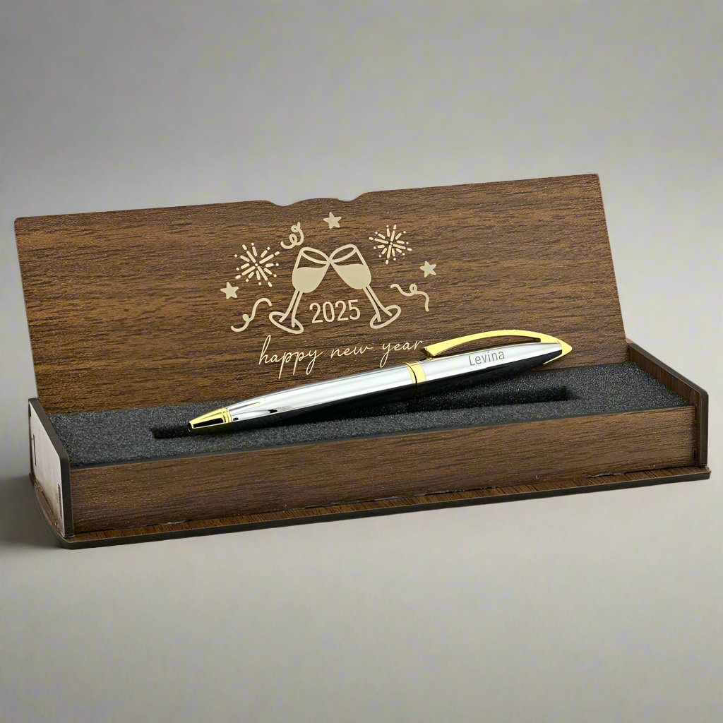 Christmas Gift - Personalized Pen Set - Writing Set with Engraved Wooden Box