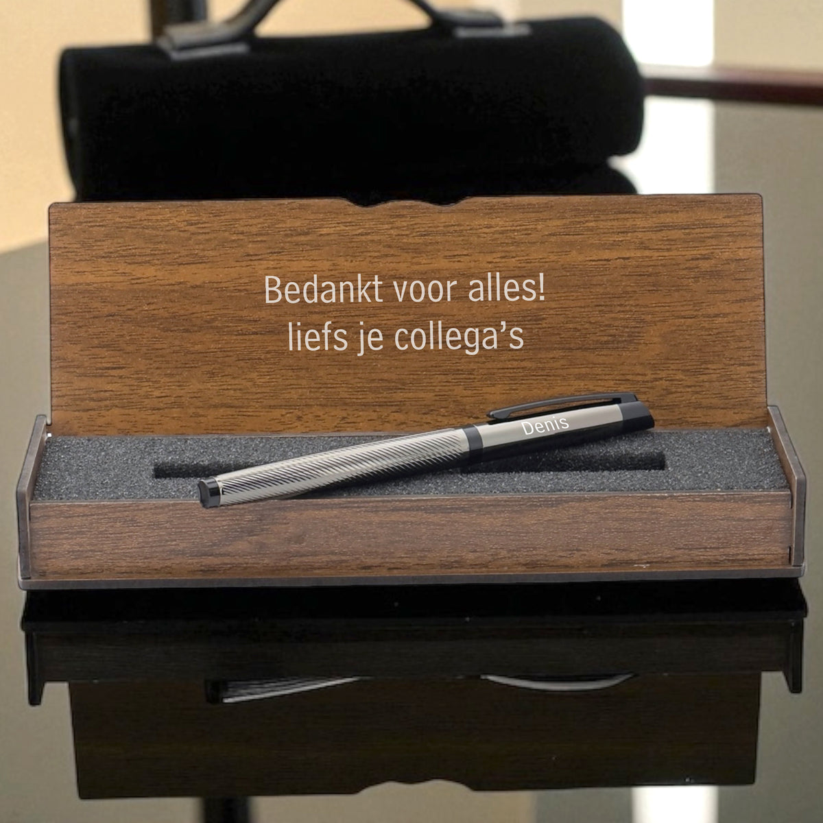 Gepersonaliseerde Penset - Schrijfset met Gegraveerde Houten Doosje BLP22670
