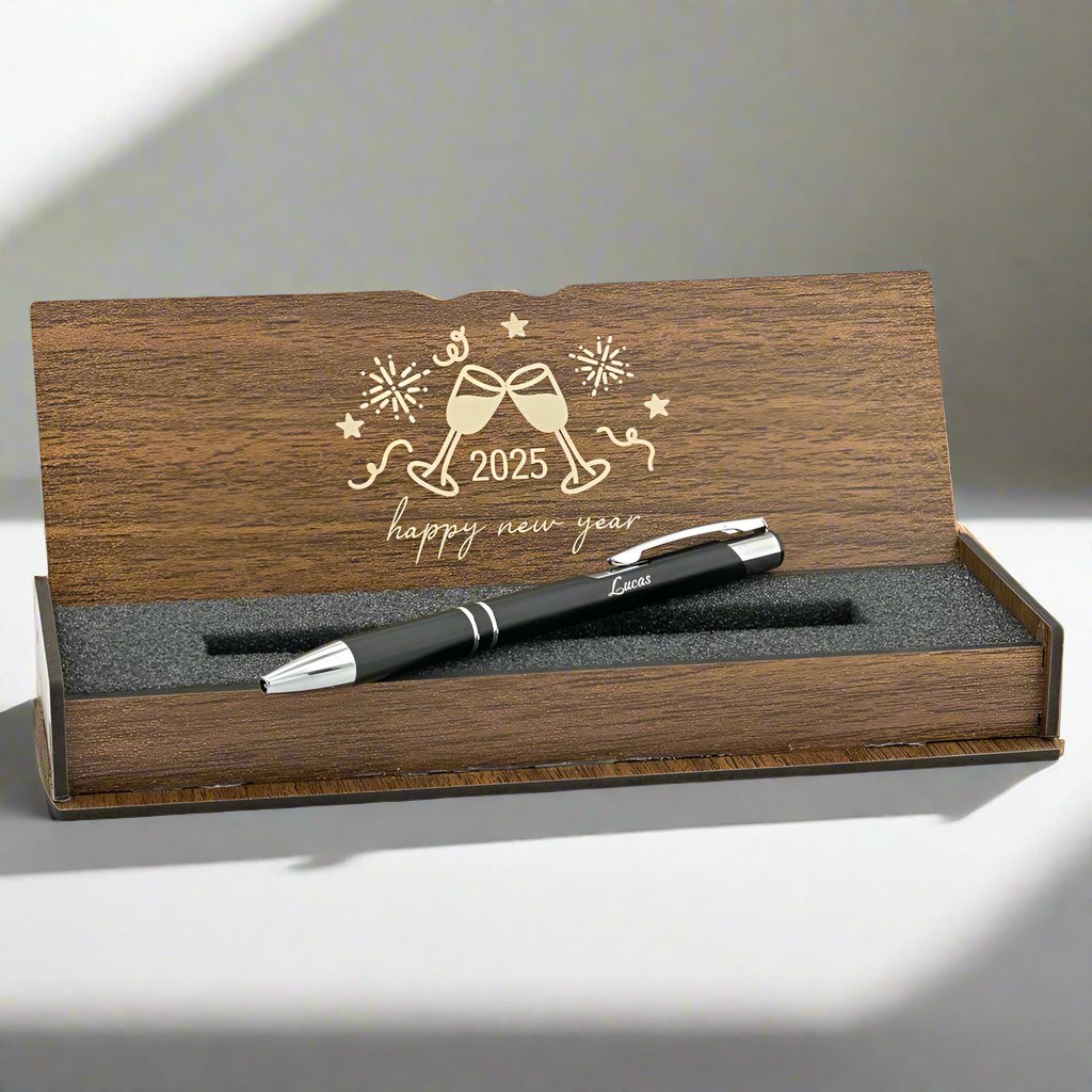 Christmas Gift - Personalized Pen Set - Writing Set with Engraved Wooden Box