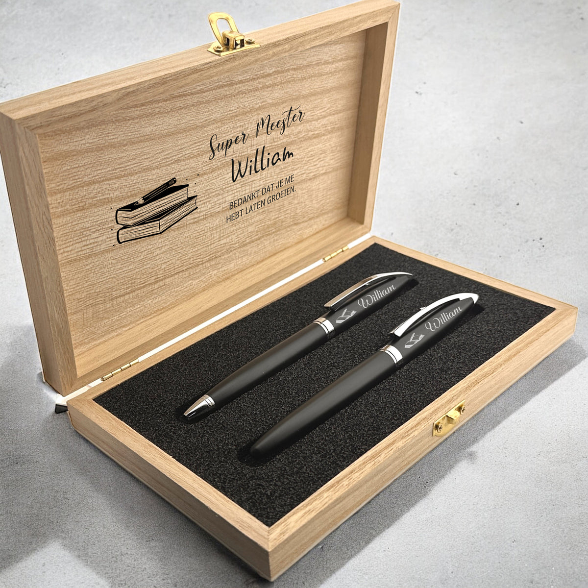 Gepersonaliseerde Penset - Schrijfset met Doosje ( Cadeau voor meester )