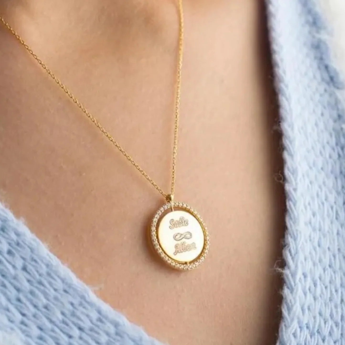 Personalized eye chain of 925 silver