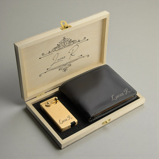Luxury Personalized Wallet & Lighter Gift Set