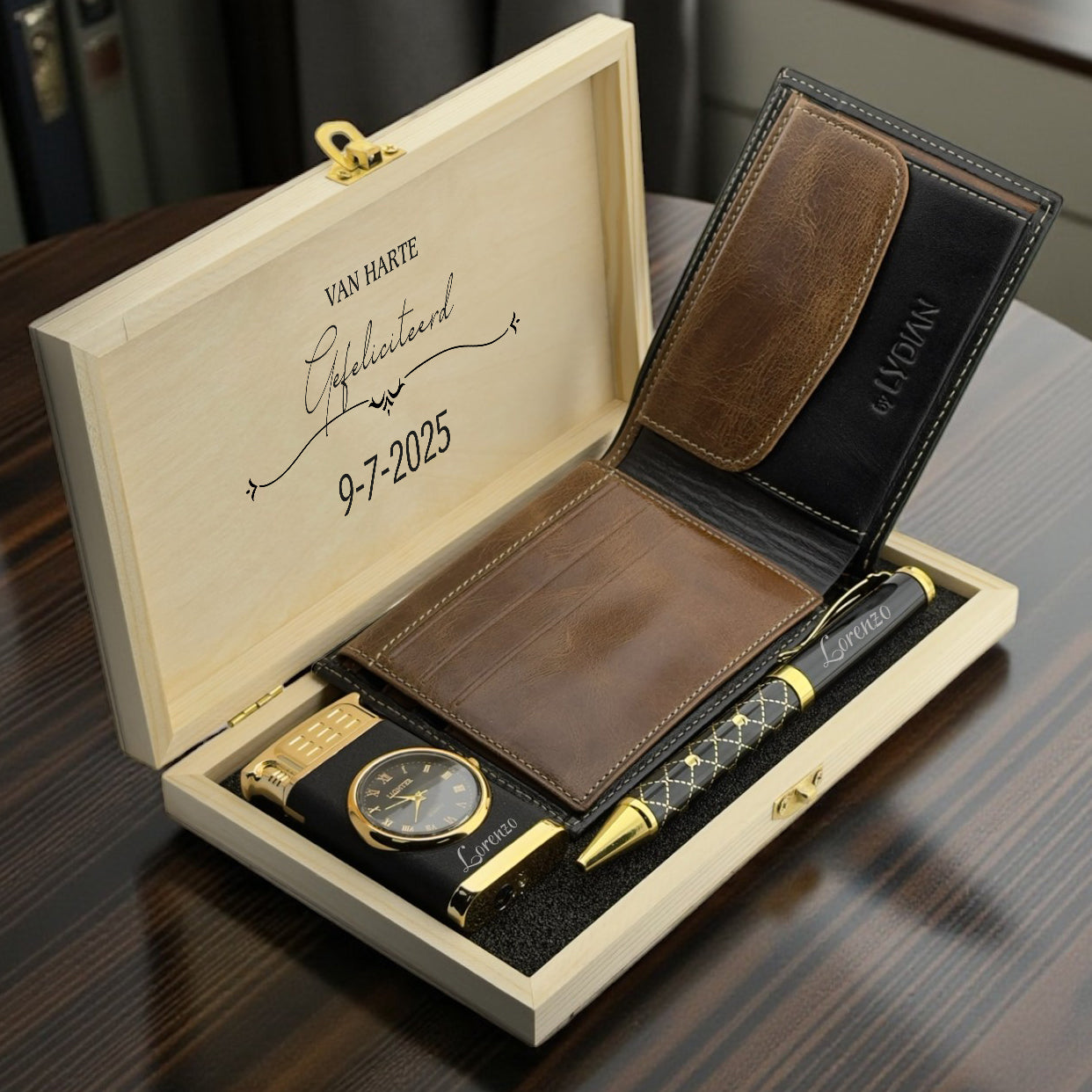 Personalized Men's Gift Set – Wallet, Pen & Lighter