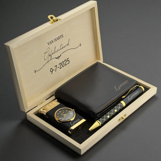 Personalized Men's Gift Set – Wallet, Pen & Lighter