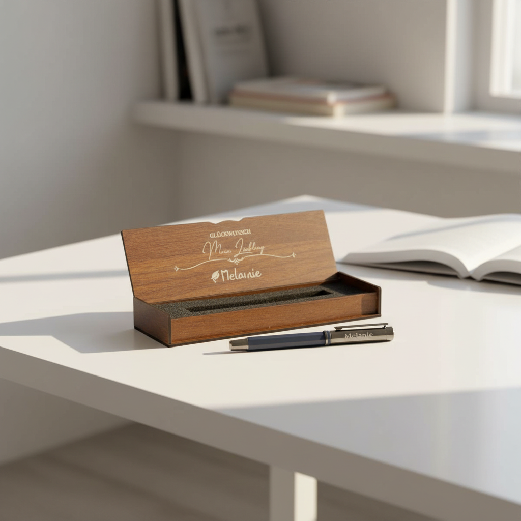 Personalized luxury pen set - engraved wooden box - successful gift