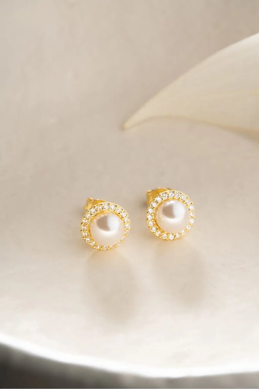 925 Sterling Zilveren Oorbellen met Parel en Zirkonia