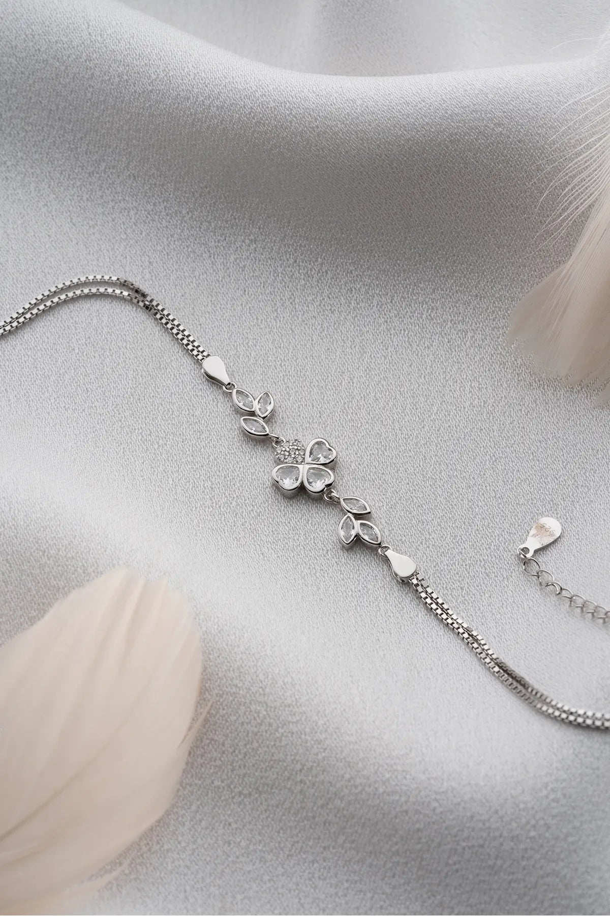 925 Sterling Zilveren Klaverblad & Blad Armband