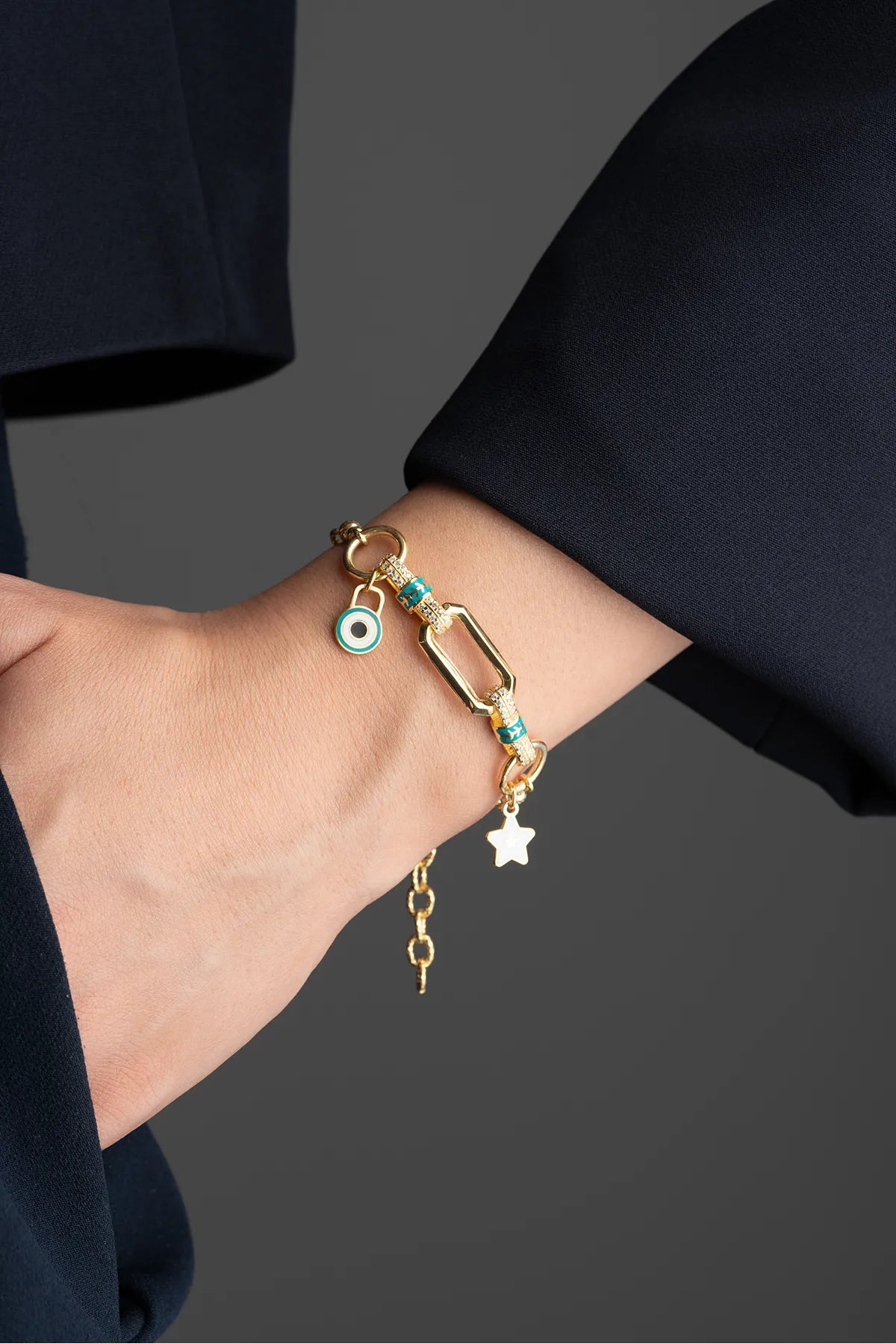 925 Sterling Zilveren Trend Armband met Bedels