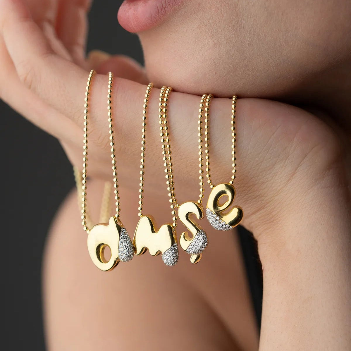 925 Sterling silver letter chain with stones