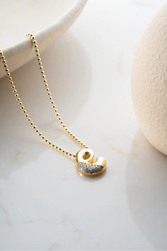925 Sterling Zilveren Letterketting met Steentjes