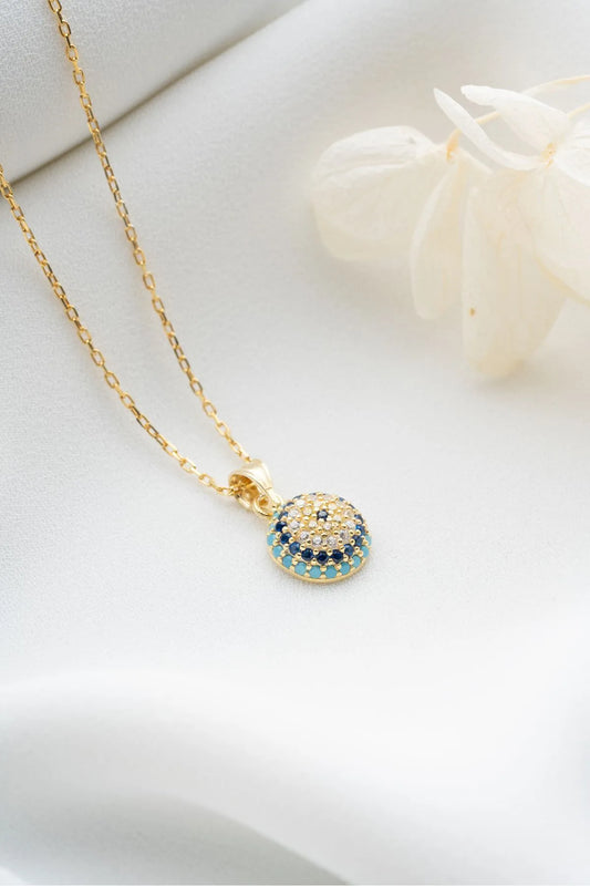 Vergulde 925 Sterling Zilveren Ketting met Oogbedel