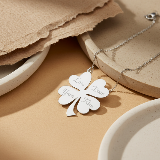 Personalized Clover Four Chain - 925 Sterling Silver