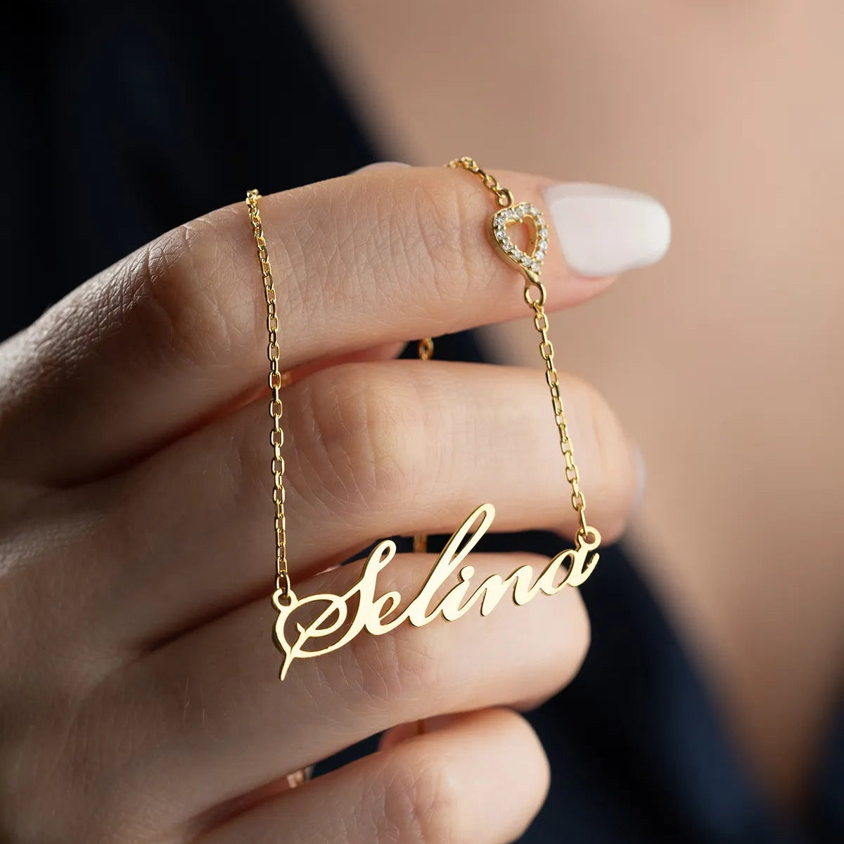 Name necklace with heart - 925 sterling silver
