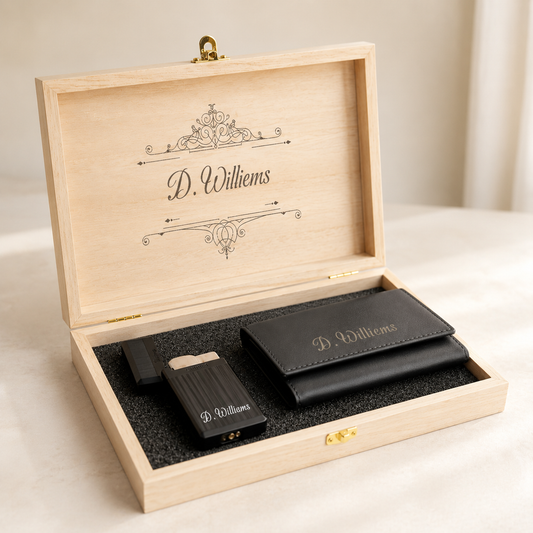Personalized Leather Keychain & Lighter Gift Set