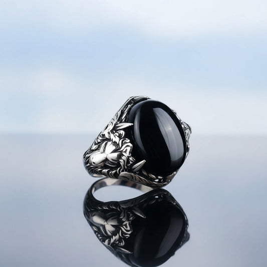 Silver men's ring with Onyx