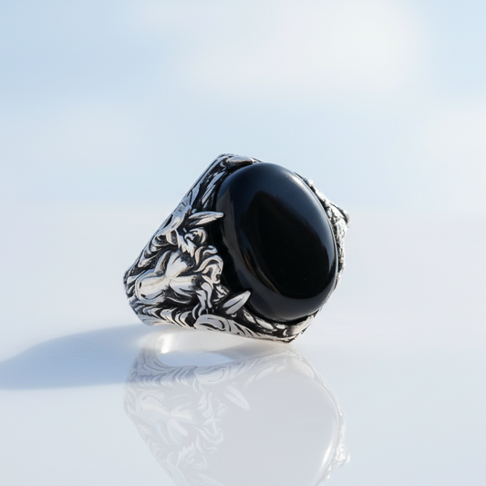 Silver men's ring with Onyx