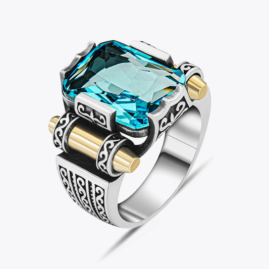 Men's Ring With Blue Stone CLMR0162