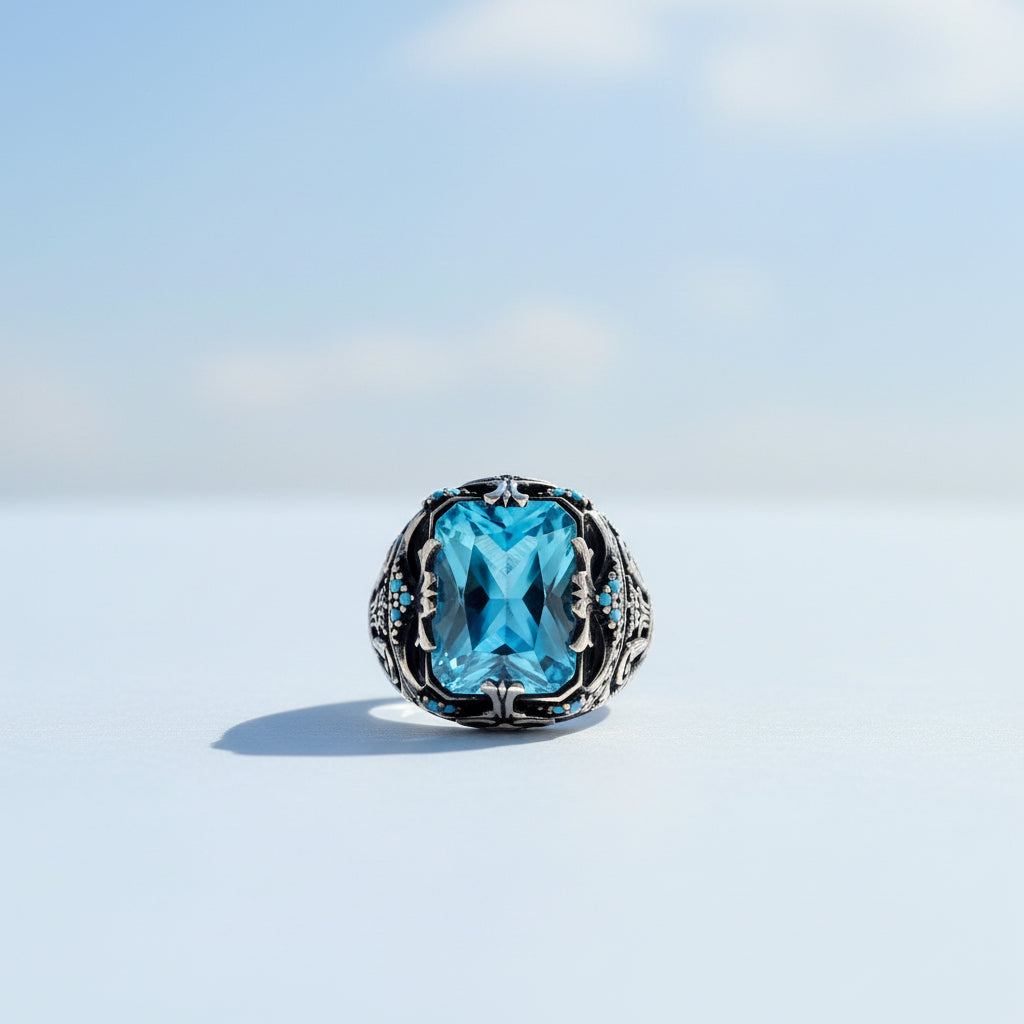 Men's Ring With Blue Stone CLMR0221
