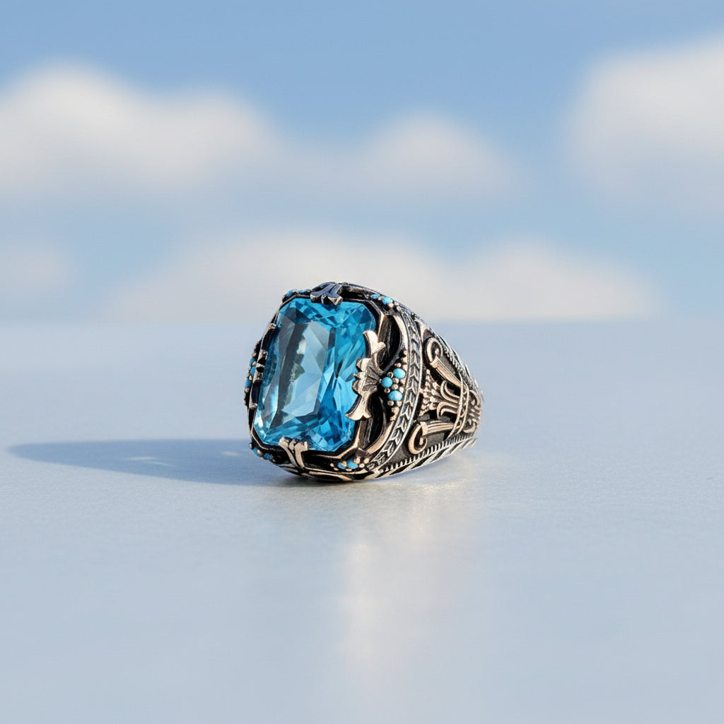 Men's Ring With Blue Stone CLMR0221