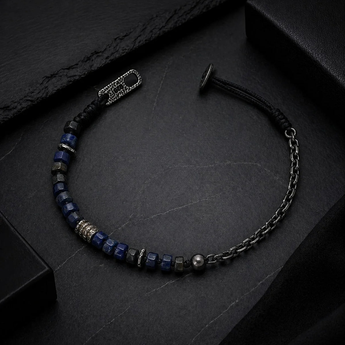 Lapis Lazuli Macramé Herenarmband | 925 Zilver