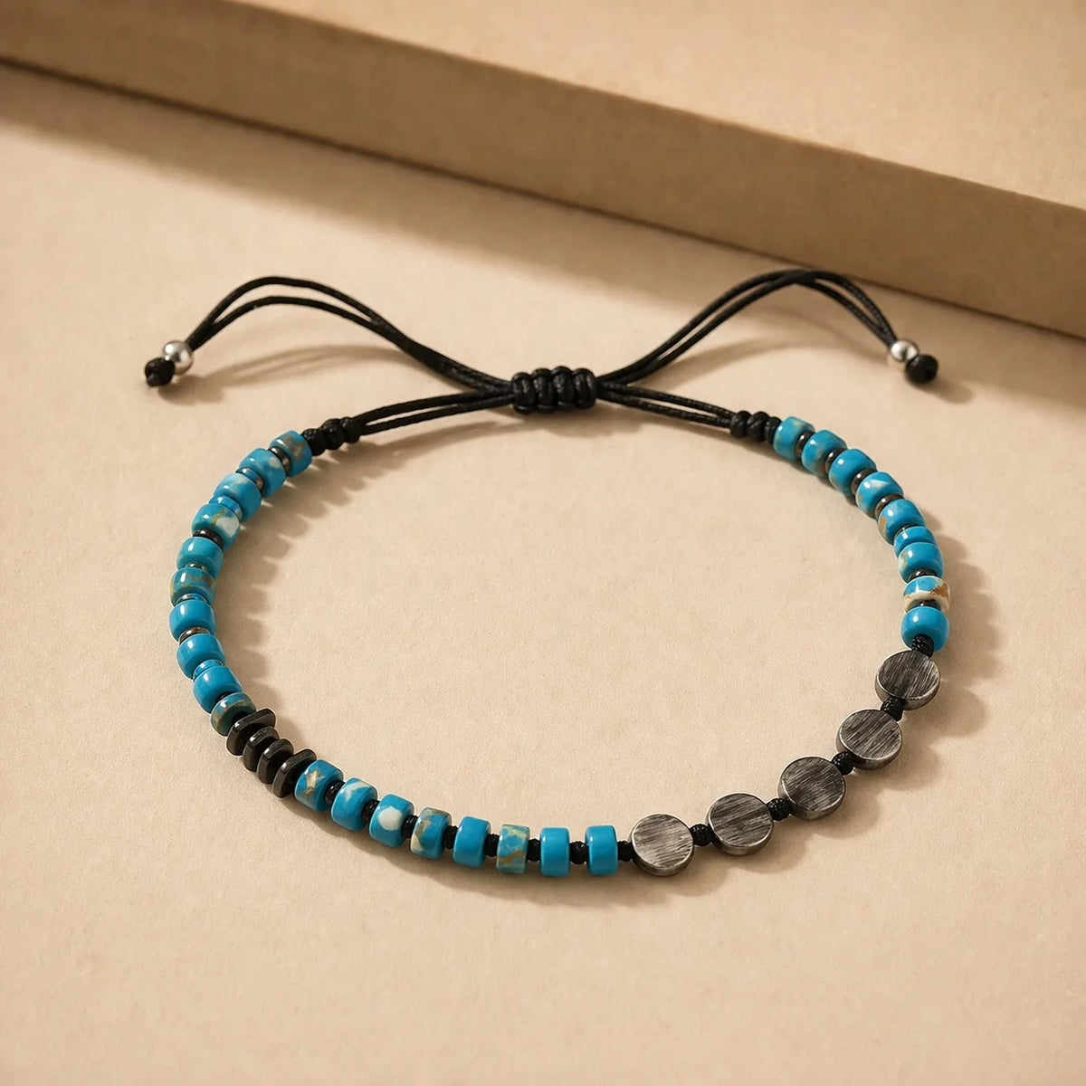 Turkoois Macramé Herenarmband | 925 Zilver