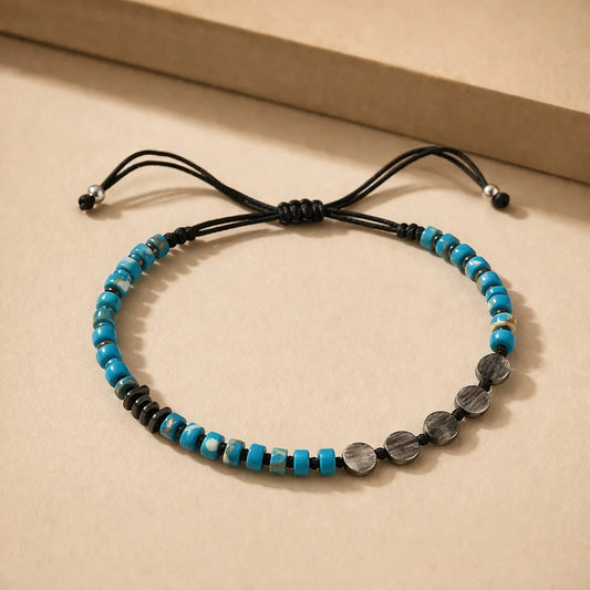 Turkoois Macramé Herenarmband | 925 Zilver