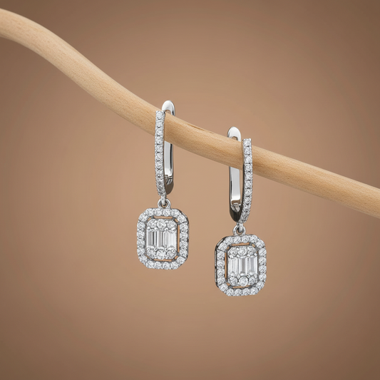 Silver luxury earrings with white zirconias DMNK002