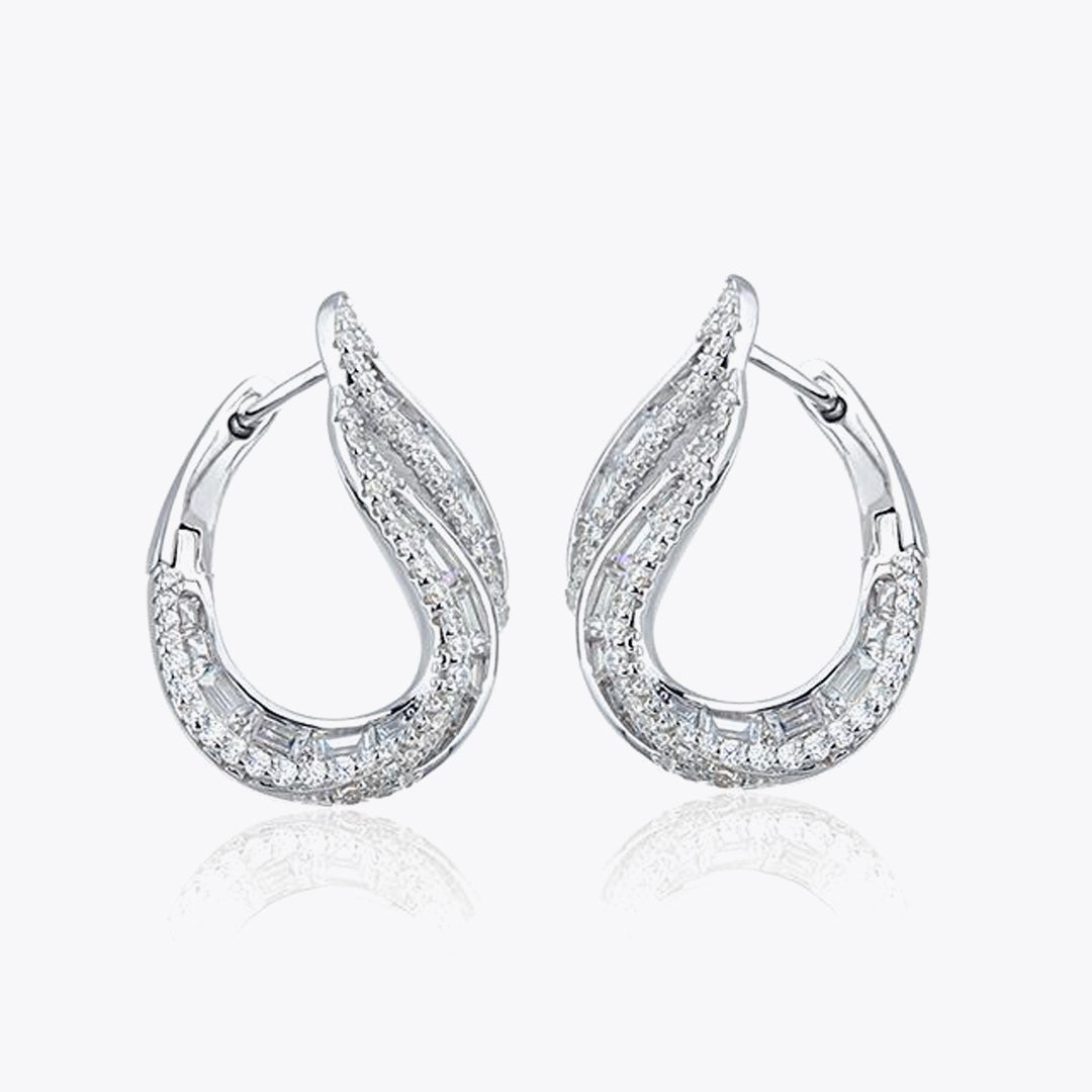 Silver luxury earrings 25x8.5mm with white zirconias DMNK003