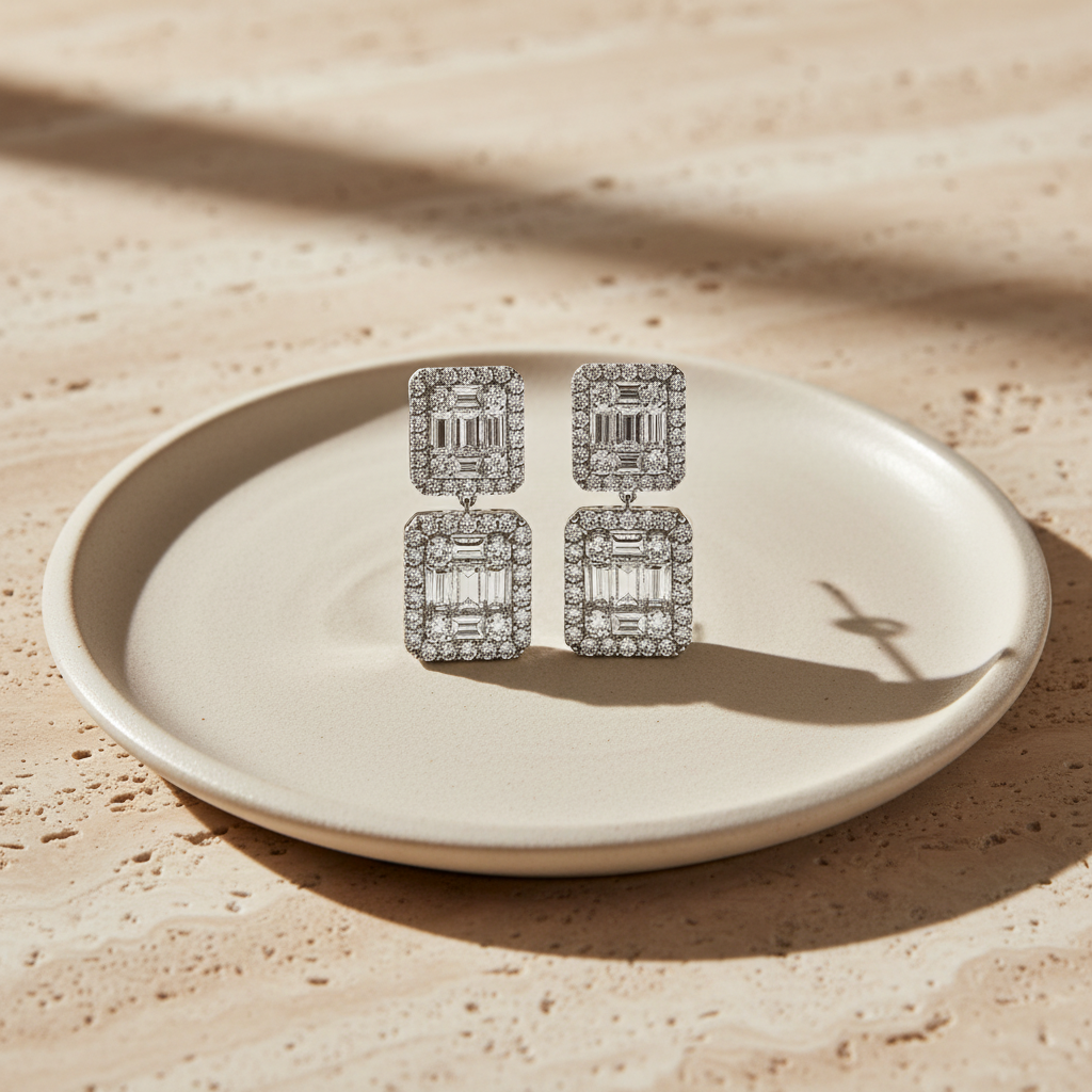 Zilveren luxe oorbellen met witte zirconia's DMNK005