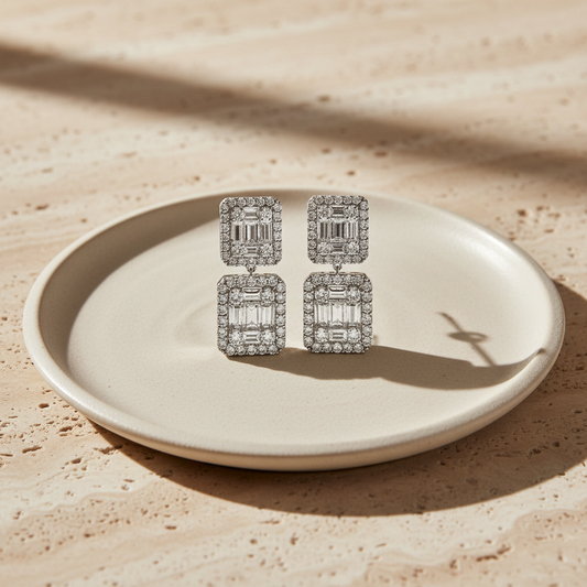 Silver luxury earrings with white zirconias DMNK005