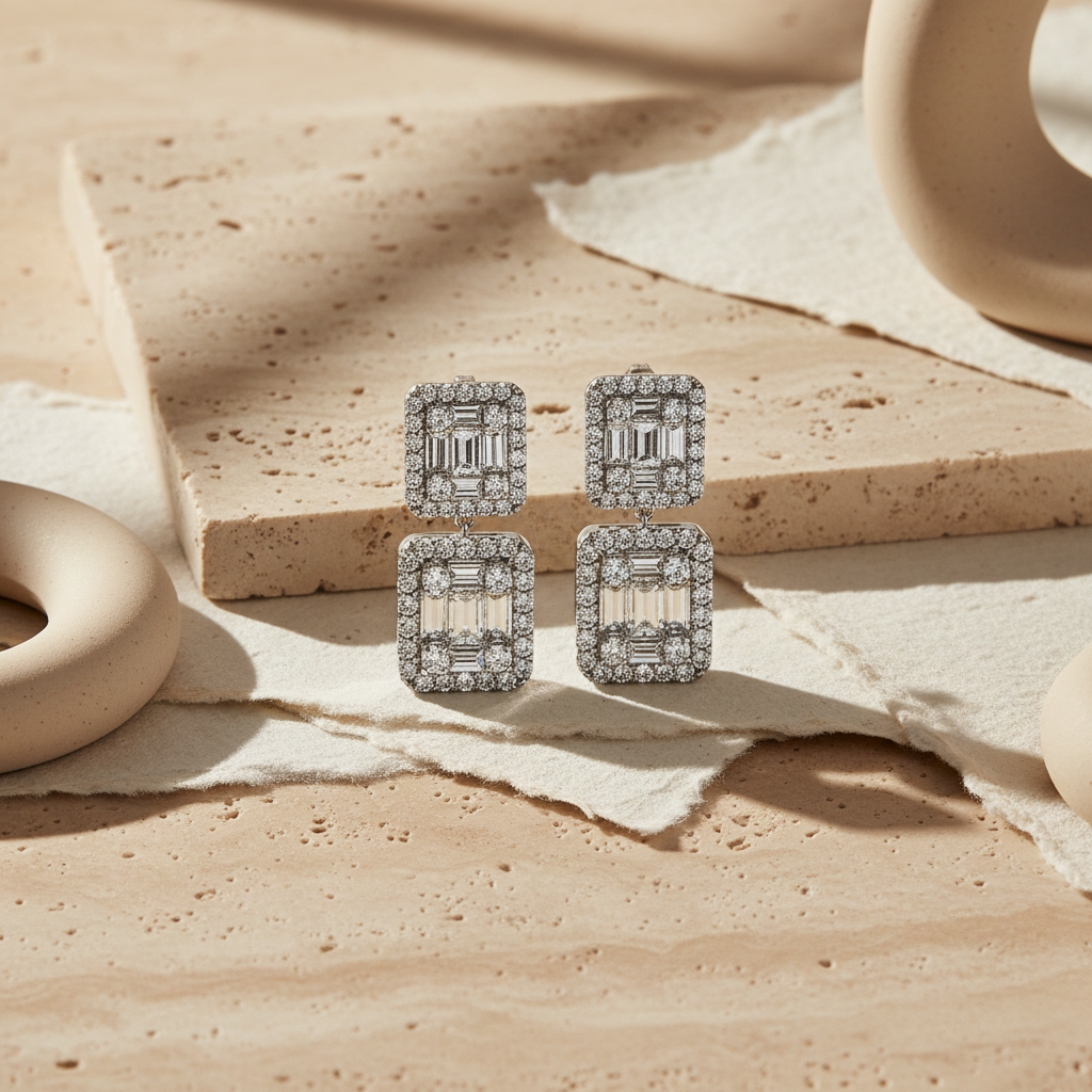 Zilveren luxe oorbellen met witte zirconia's DMNK005