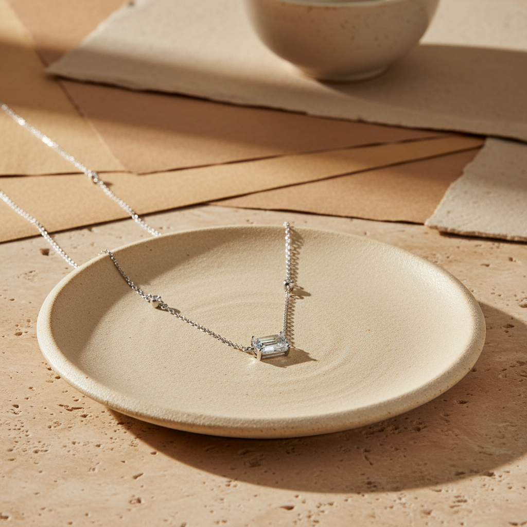Minimalist 925 sterling silver necklace with zircon stone