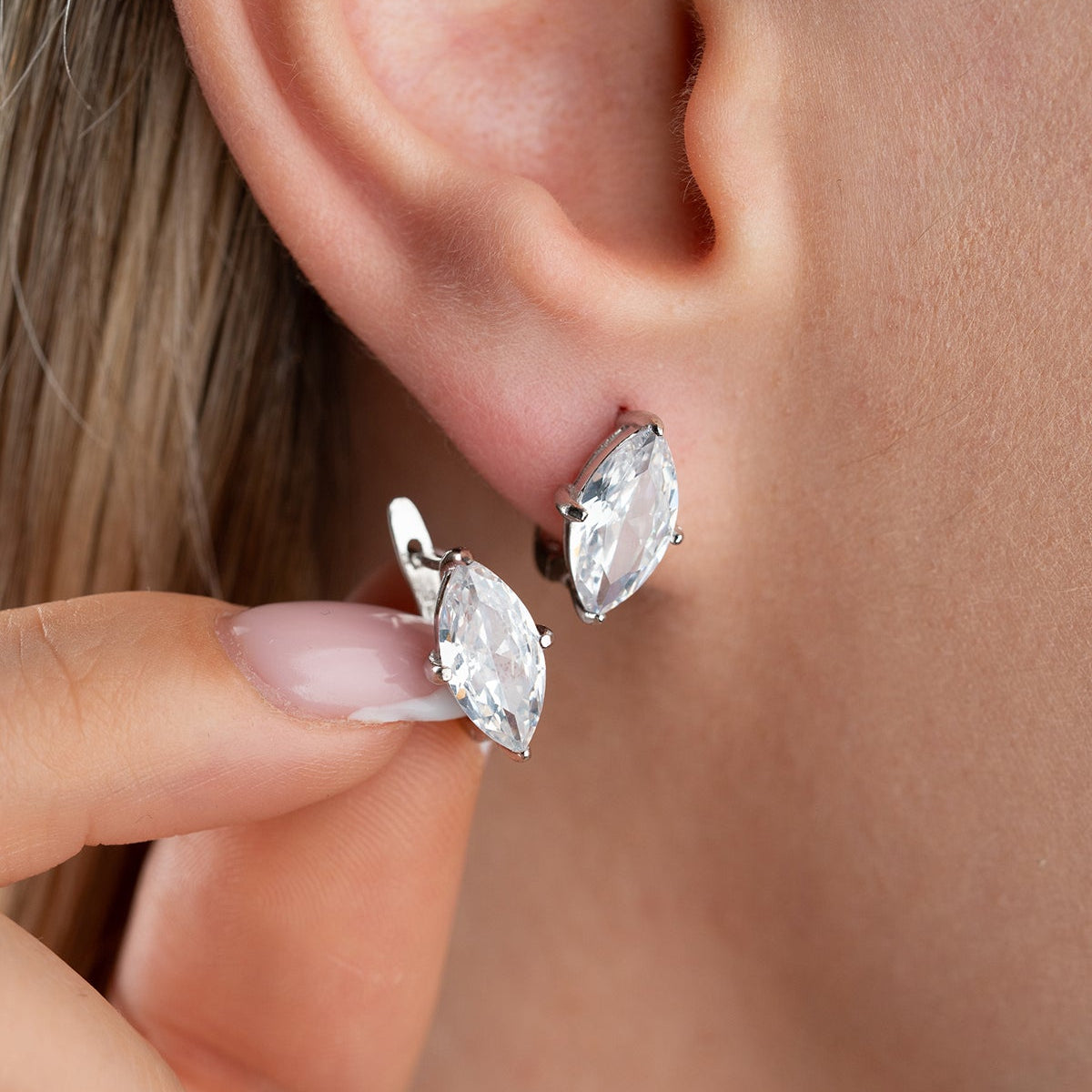 Marquise Oorbellen met Zirkonia | 925 Zilver