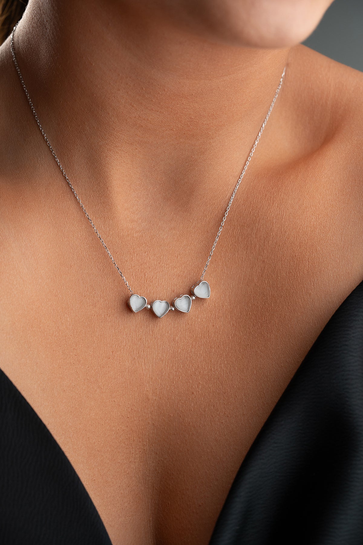 Klaver Ketting met Witte Steen | 925 Zilver