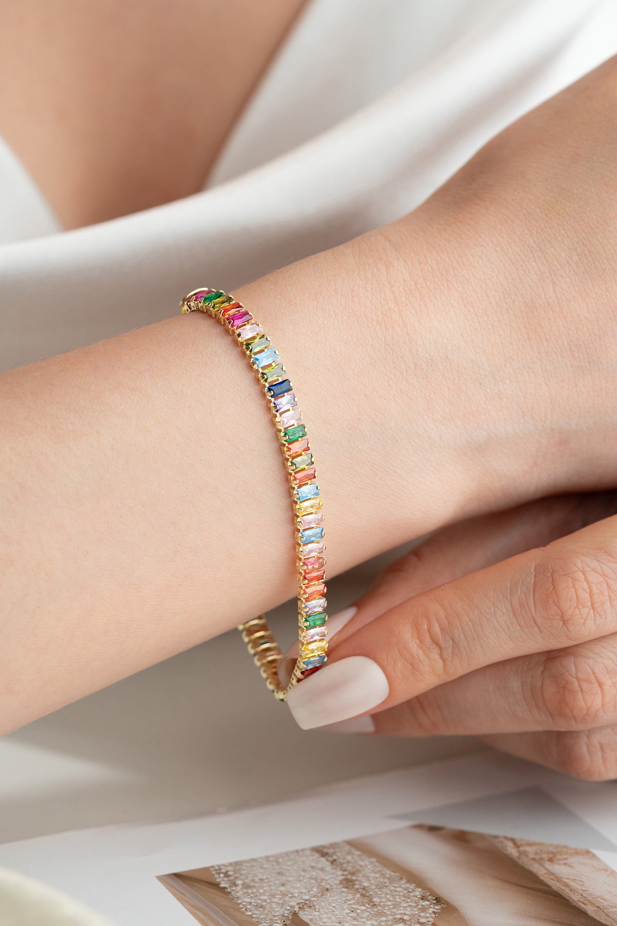 Bracelet with colorful stones - 925 silver gilded