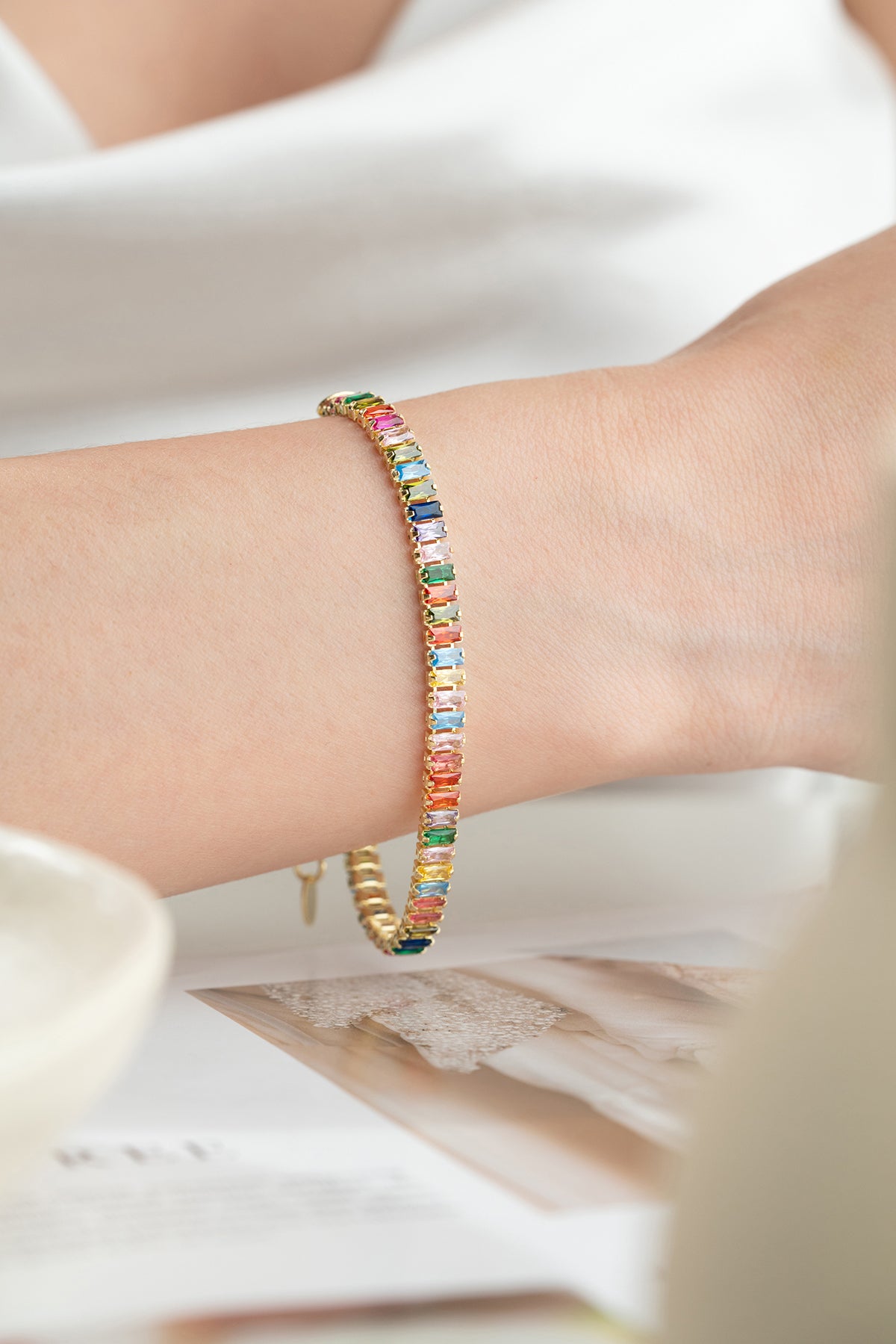Bracelet with colorful stones - 925 silver gilded