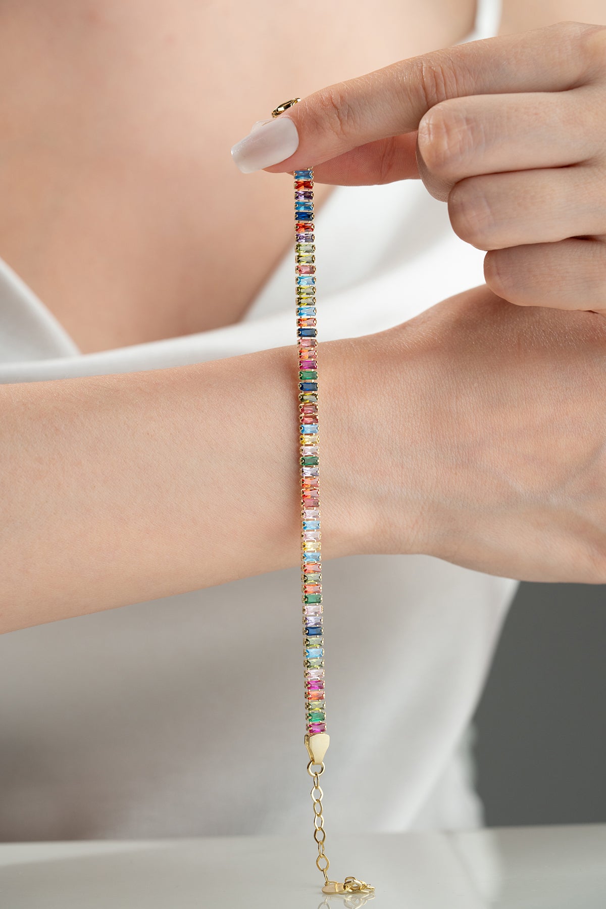 Bracelet with colorful stones - 925 silver gilded