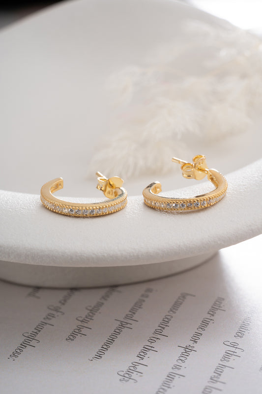 Hoop Earrings – 925 Silver with Stones