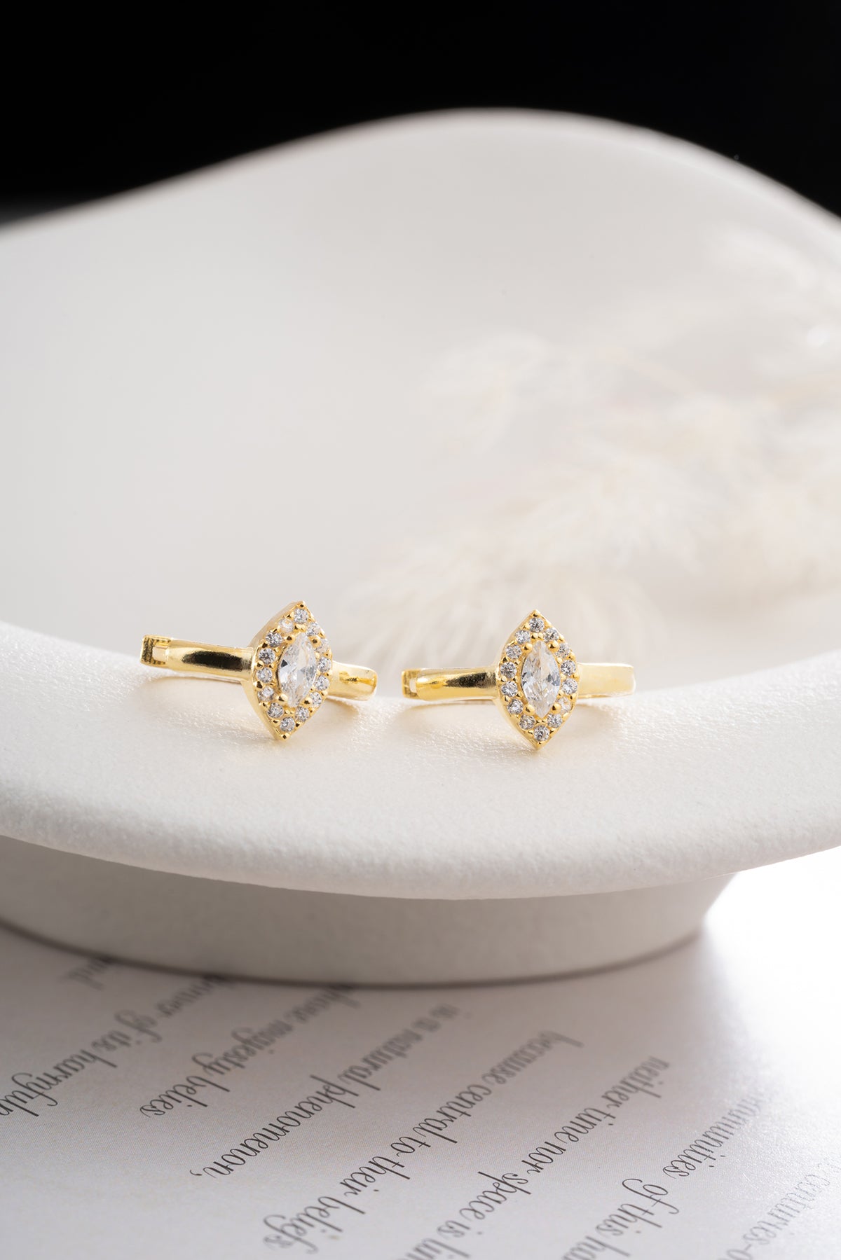 925 Sterling Silver Hoop Earrings with Marquise Stone