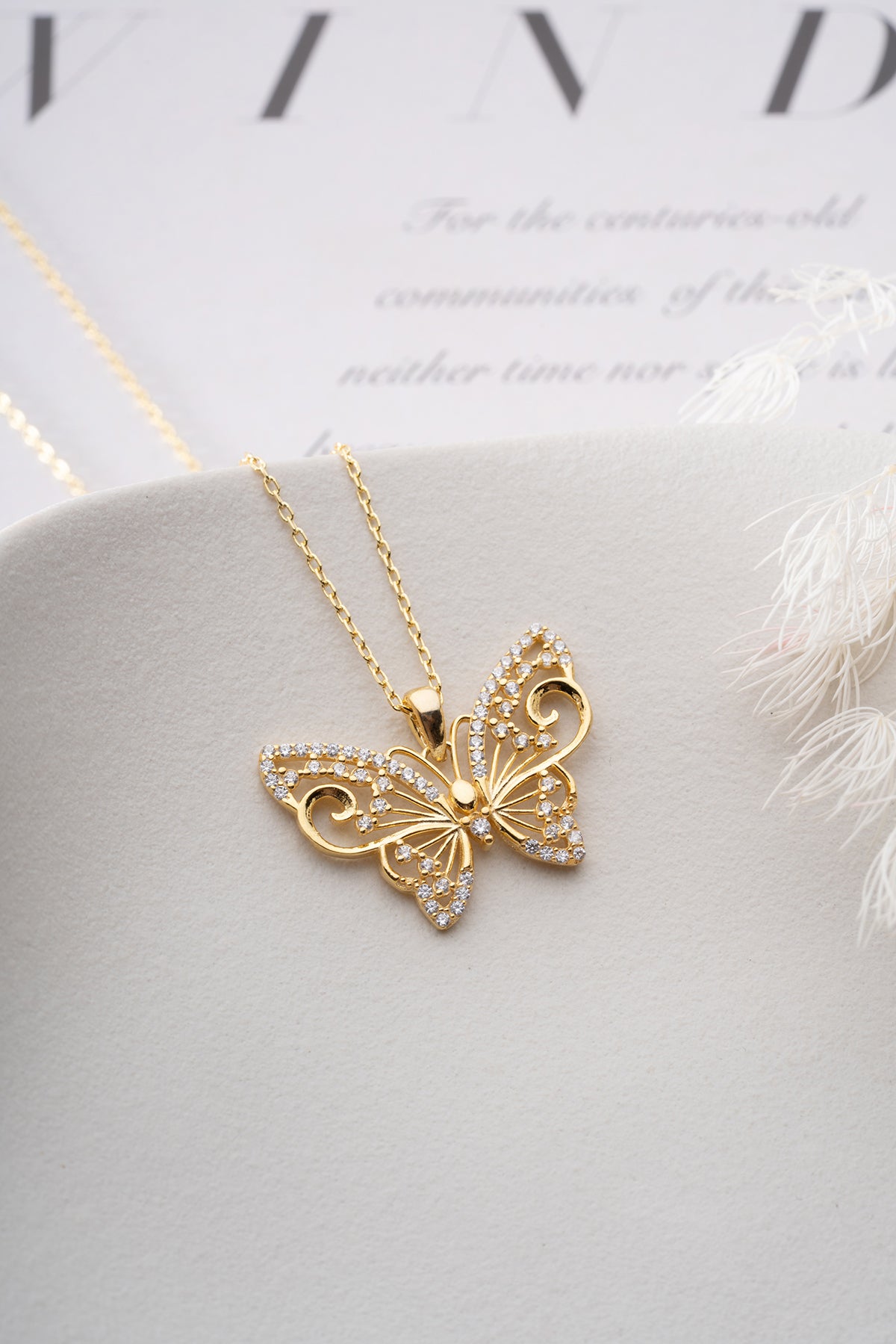 Butterfly Necklace - 925 Silver Gold Plated
