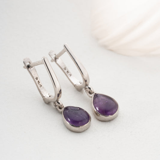 Silver Earrings with Natural Amethyst