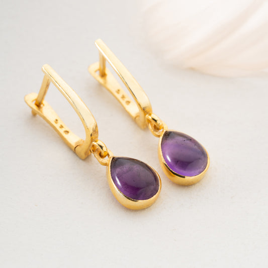 Amethyst Drop Earrings – Natural Stone Collection