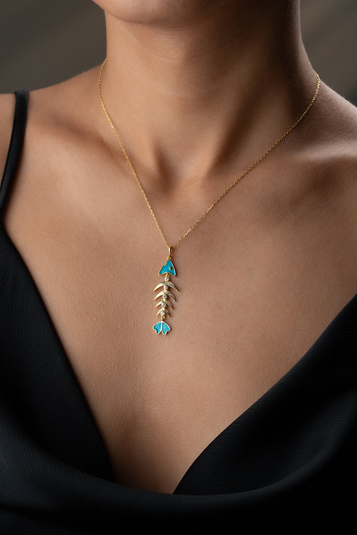 Herringbone Necklace - 925 Silver Gold Plated