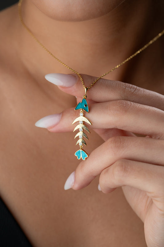 Herringbone Necklace - 925 Silver Gold Plated