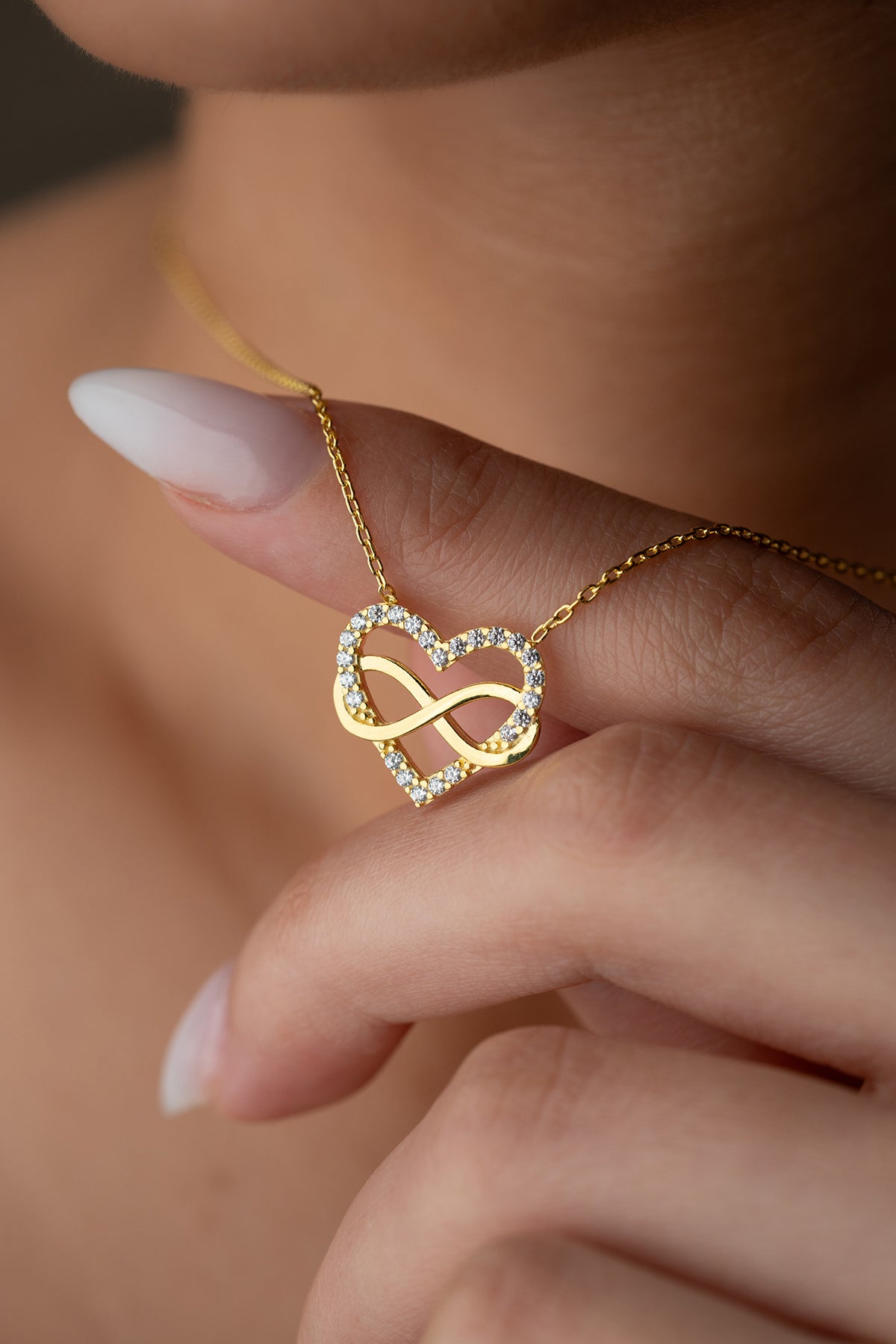 Heart & Infinity Necklace - 925 Silver Gold Plated