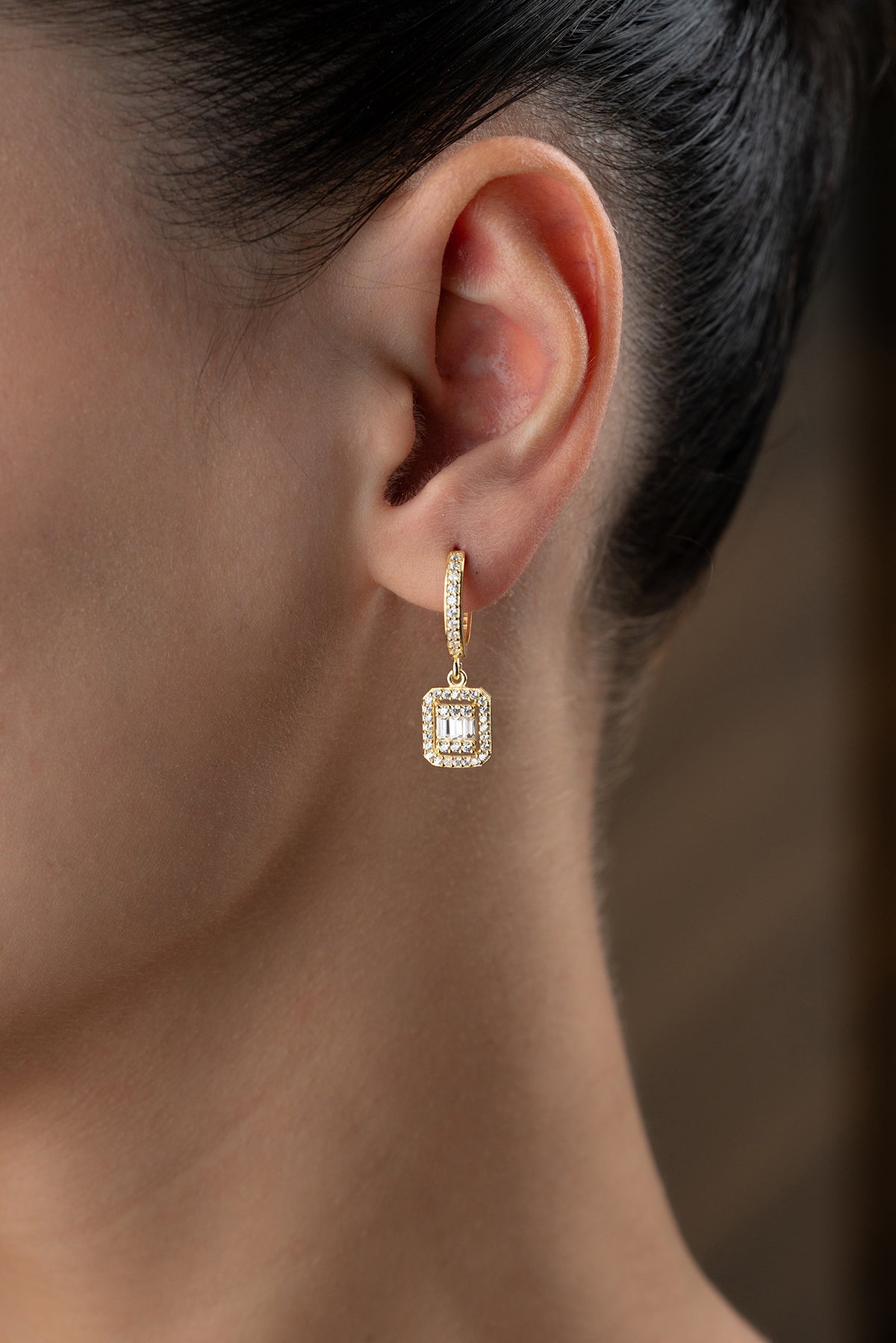 Earrings with Baget Stones