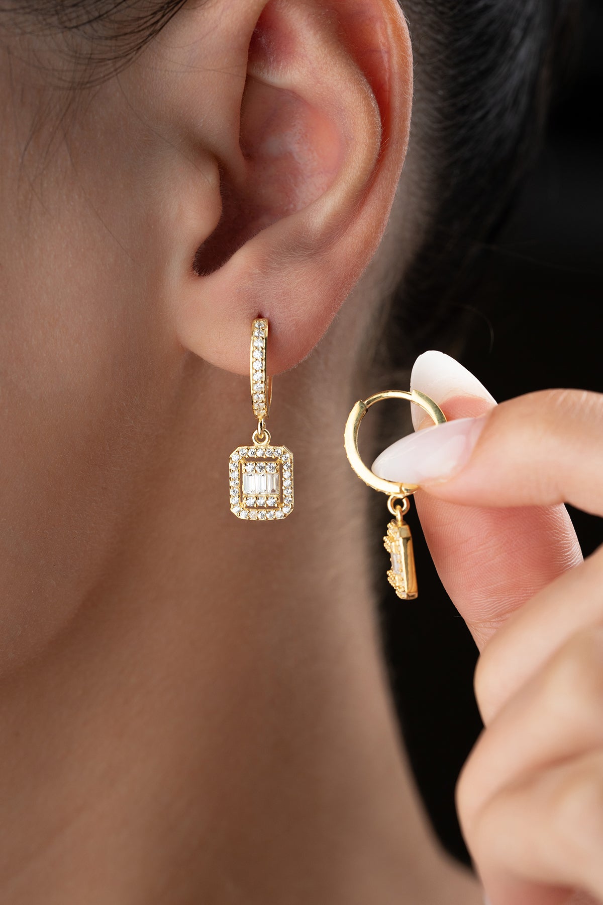 Earrings with Baget Stones