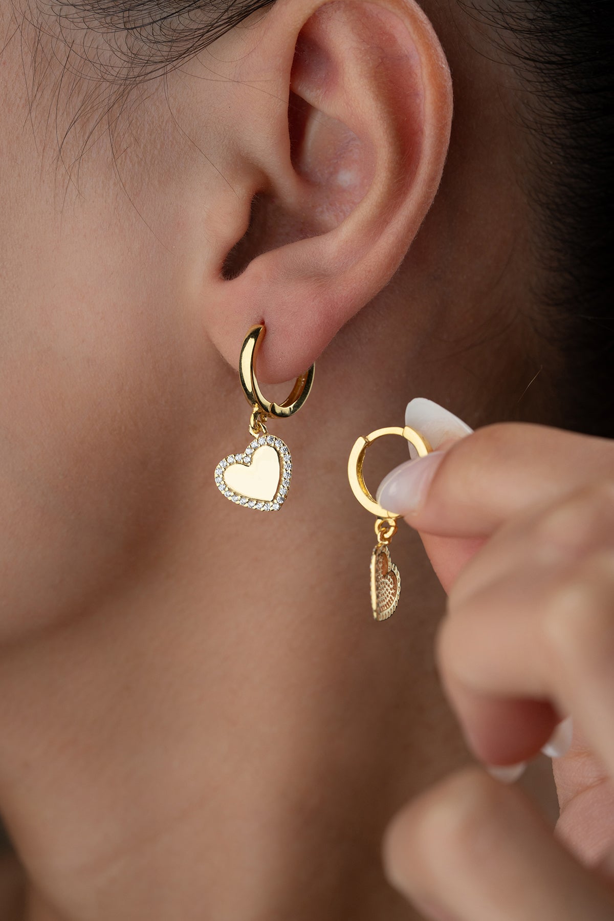 Heart-shaped Earrings with Stones