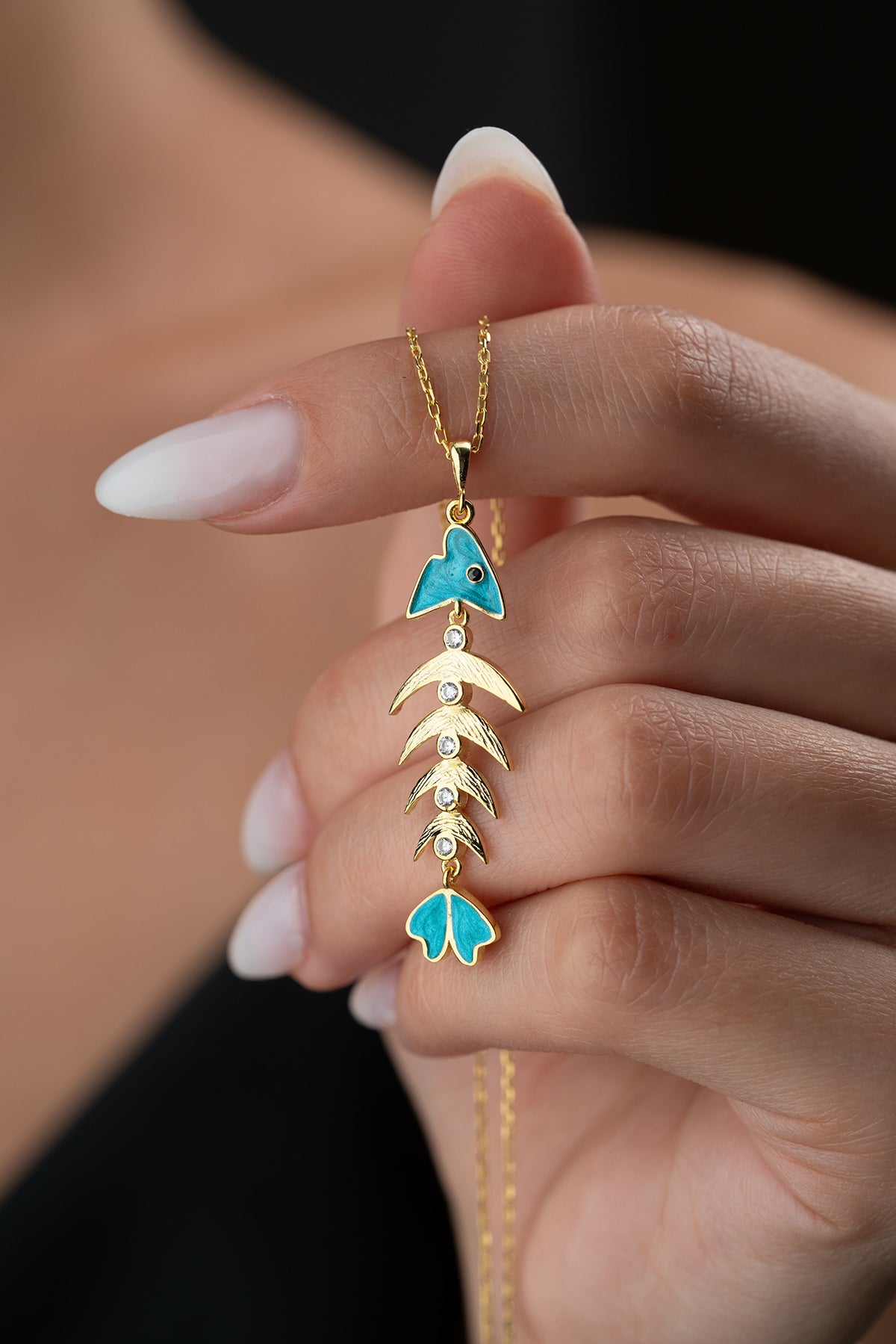 Herringbone Necklace - 925 Silver Gold Plated